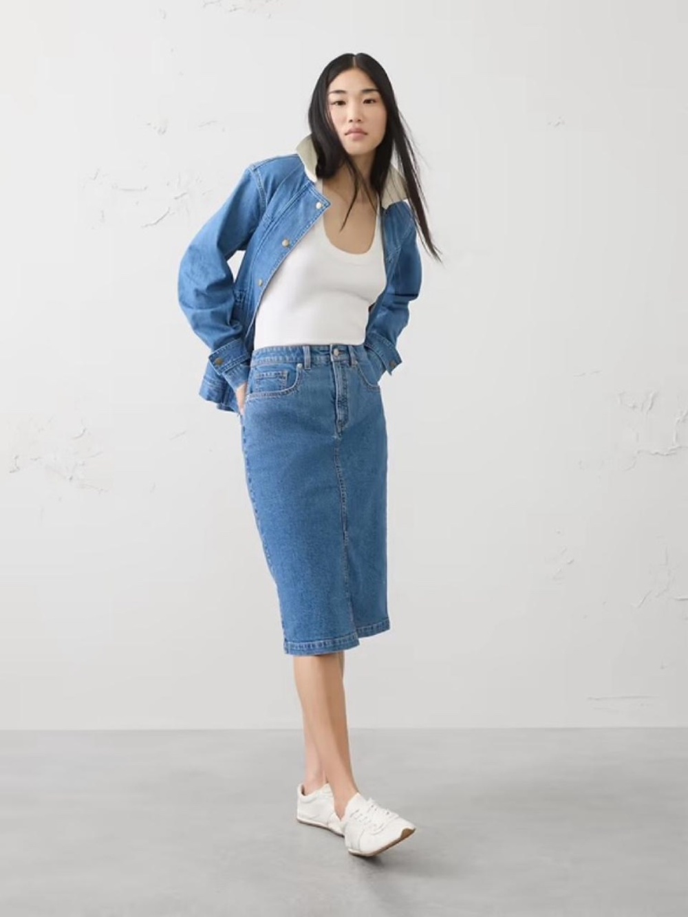 banana republic factory denim pencil skirt